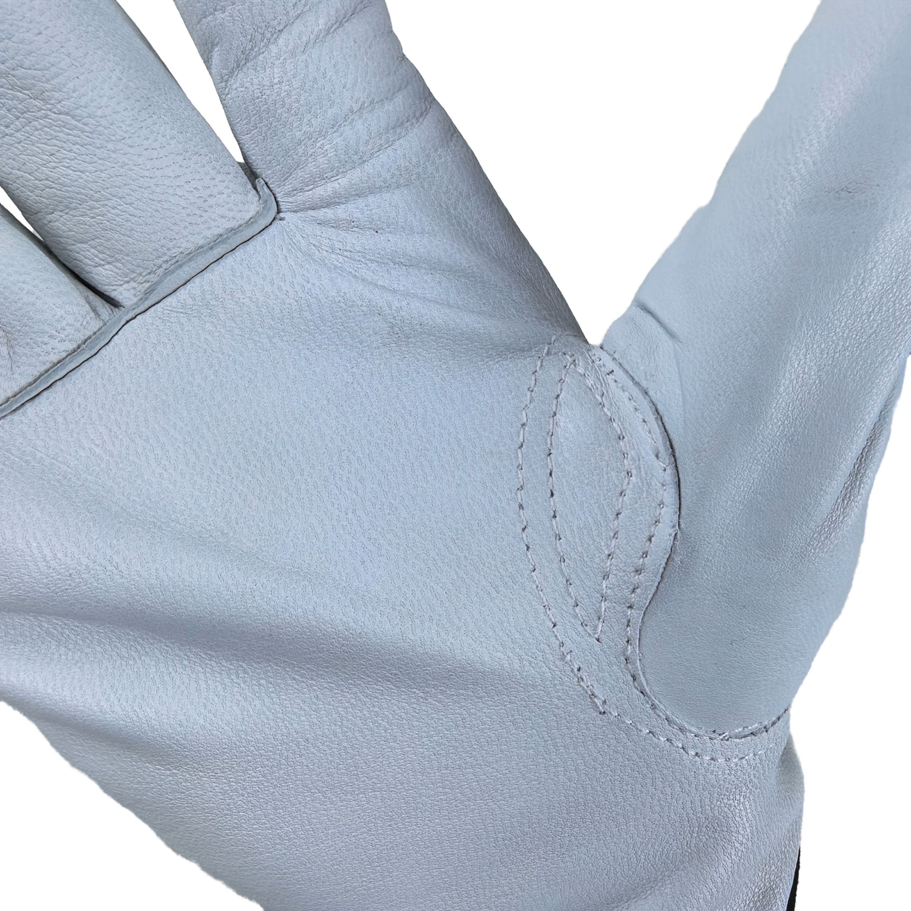 Premium White Goatskin Driving Gloves with EN388 A5 Cut Resistant Liner & TPR Full Back for Anti-Slip Steering Control