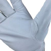 Premium White Goatskin Driving Gloves with EN388 A5 Cut Resistant Liner & TPR Full Back for Anti-Slip Steering Control