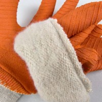Crinkle Latex Coated Work Gloves 21S Flannel Liner Half Finger for ESD-Safe Electronics Assembly & Industrial Grip