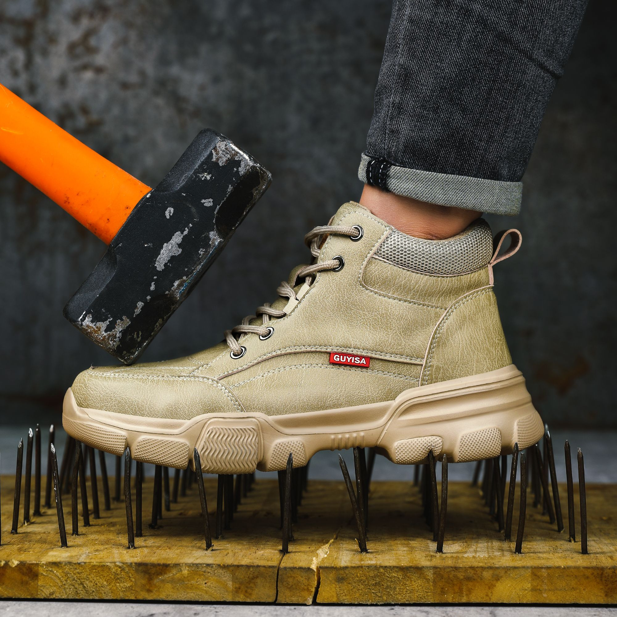 GUYISA Lightweight Anti Impact Puncture Resistant Safety Shoes for Outdoor Warehouse Work