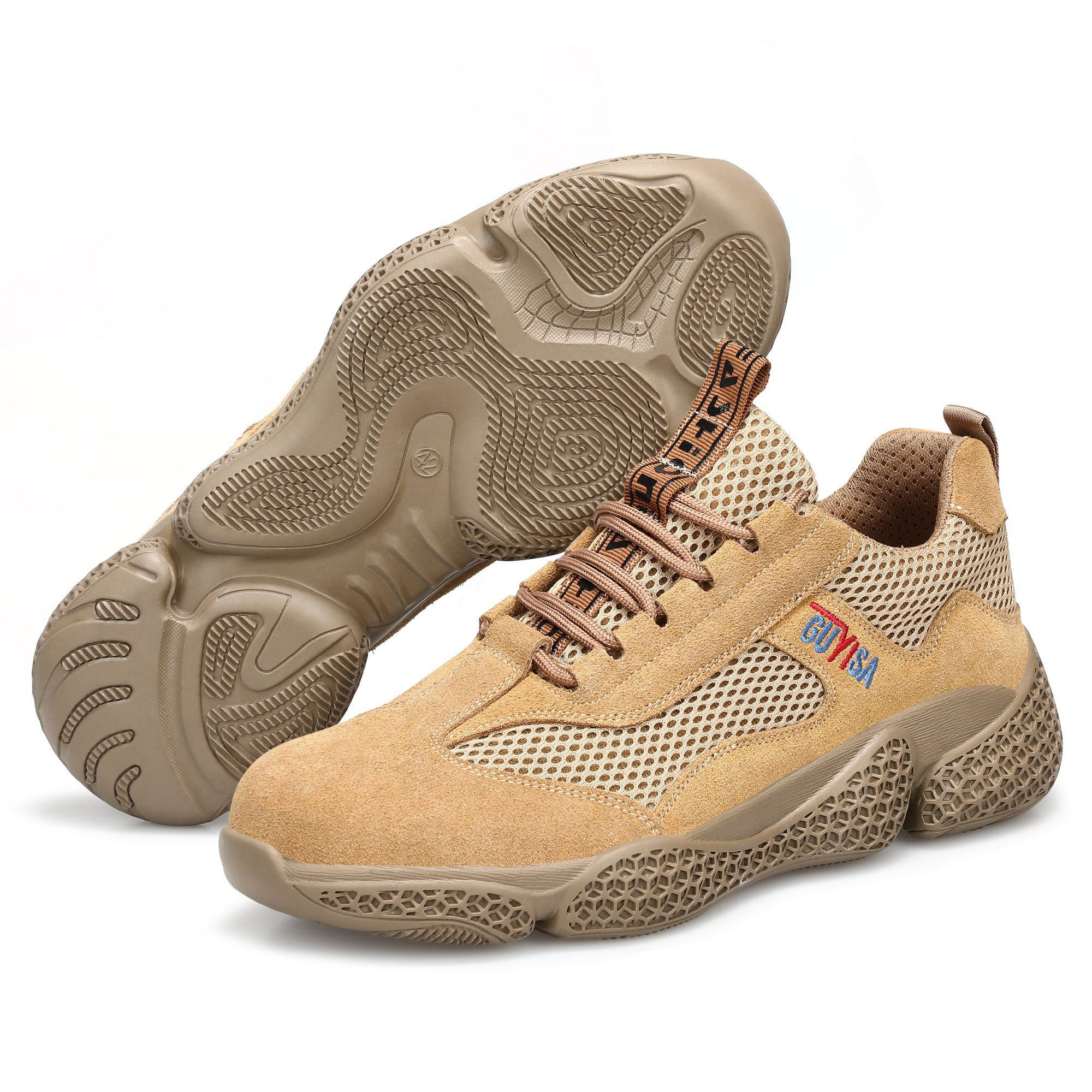 Steel Toe Safety Shoes Suede Leather Wear Resistant Sole Industrial Work Protection
