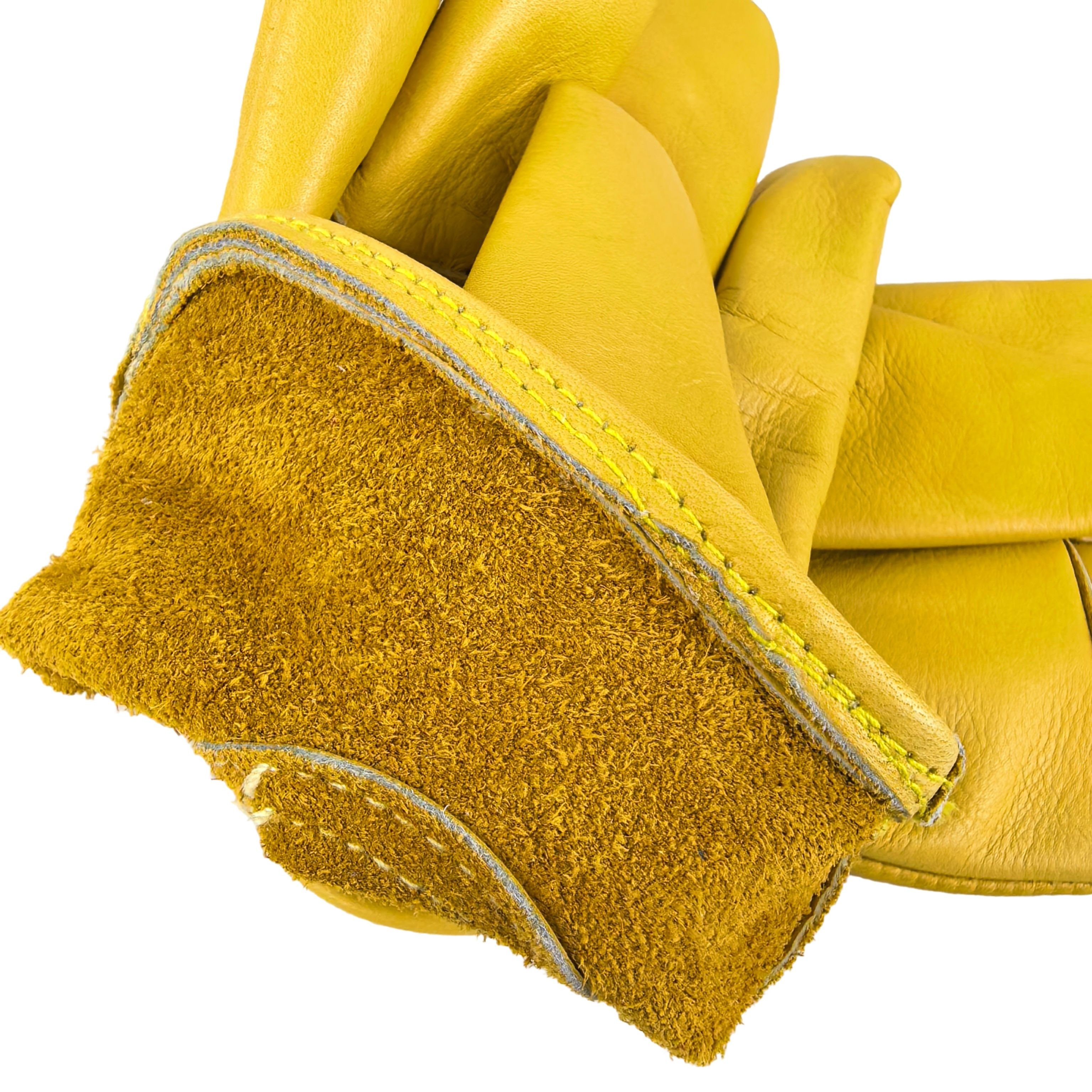 Premium Golden Top Grain Cowhide Mechanics Gloves with CE Certification for Oil Resistance & Enhanced Automotive Grip