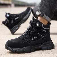 Safety Boots Men Mesh Upper Anti-slip Breathable Anti-static Cushioned Rubber Outsole Safety Boots Men