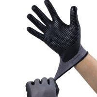Double-Grip Tech Nitrile Foam & PVC Dotted Gloves 15G Nylon-Spandex Blend for Oil/Slip Resistance in Logistics Handlin