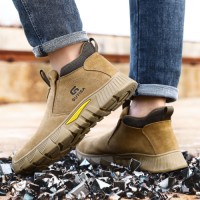 Professional-Grade Mens Heat-Resistant Steel Toe Safety Boots Suede Leather for Welding Operations Foot Protection