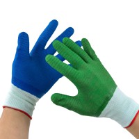 Crinkle Wave Latex Coated Gloves 13G Nylon Lined for Industrial Grip Enhancement & Chemical Resistance