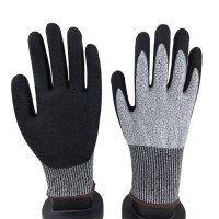 Cut Level 5 Anti-Slip Nitrile Sandy Gloves 13G Abrasion Resistant for Industrial Hand Protection & Workshop Safety