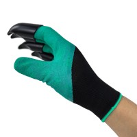 Industrial Four Finger Cots 13G Black Polyester Green Latex Foam Coated for Precision Work & Anti-Slip Grip