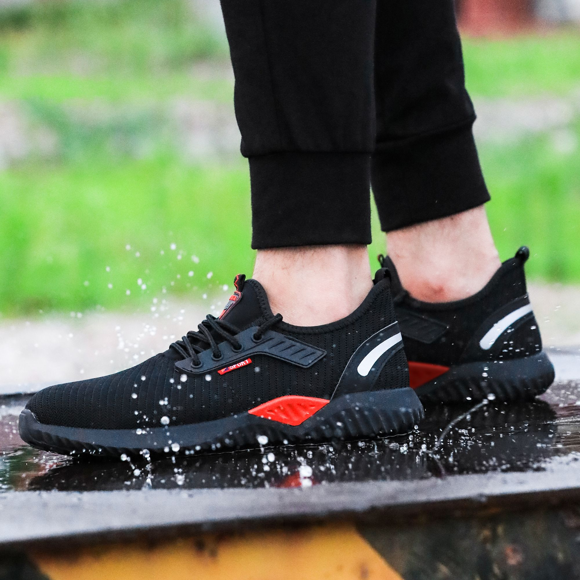 Mens Fashion Safety Shoes Anti-Slip Puncture-Proof with Steel Toe for Sports Womens Feminino Foot Protection