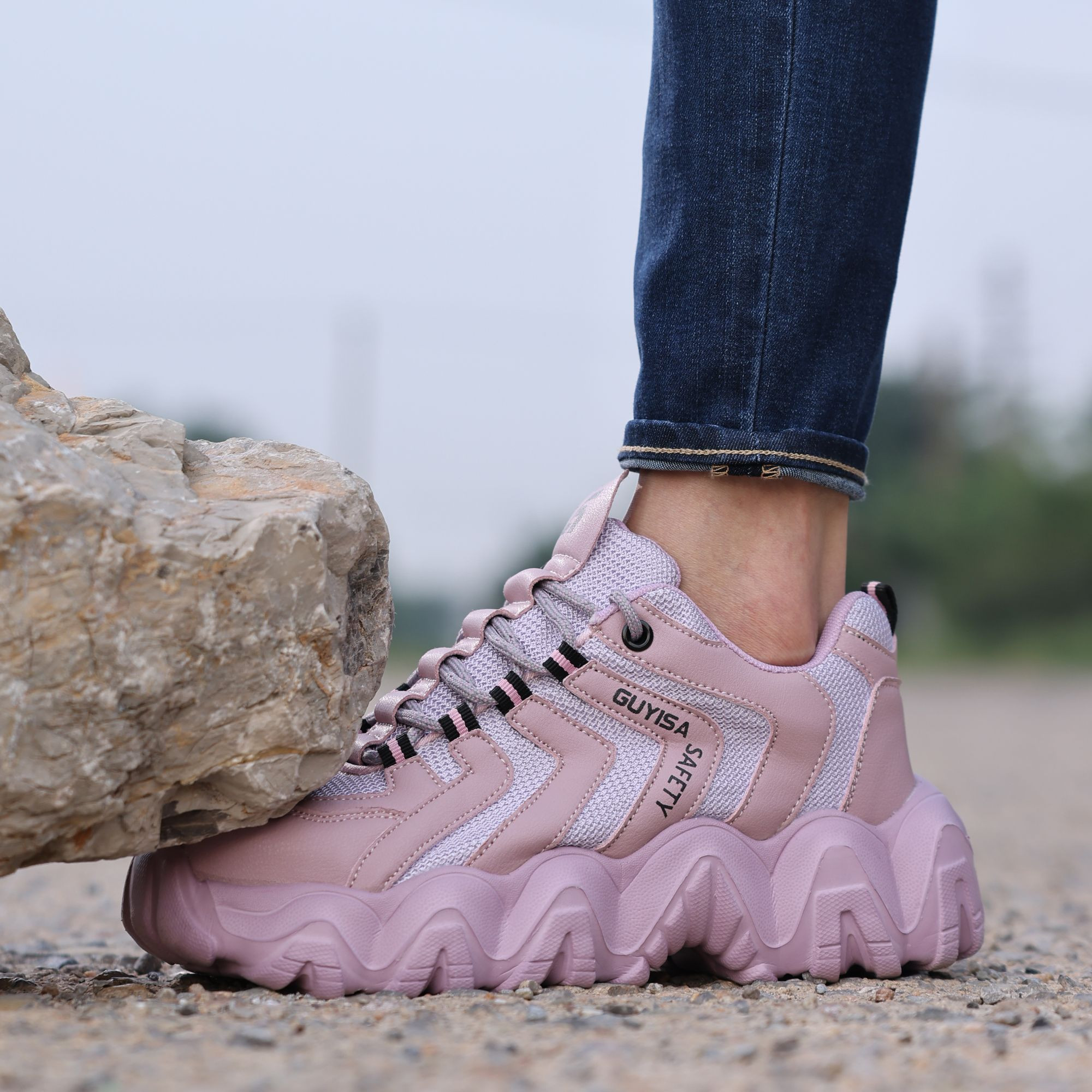 Newly Designed Pink Womens Safety Work Shoes with EVA Soles for Industrial & Sports Activities