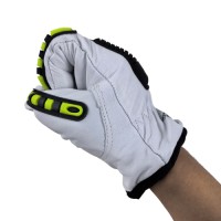 Premium White Goatskin Driving Gloves with EN388 A5 Cut Resistant Liner & TPR Full Back for Anti-Slip Steering Control