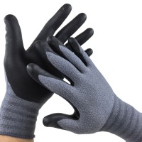 Industrial Anti-Slip Touchscreen Nitrile Foam Gloves 15G Nylon for Chemical Handling & Workshop Safety