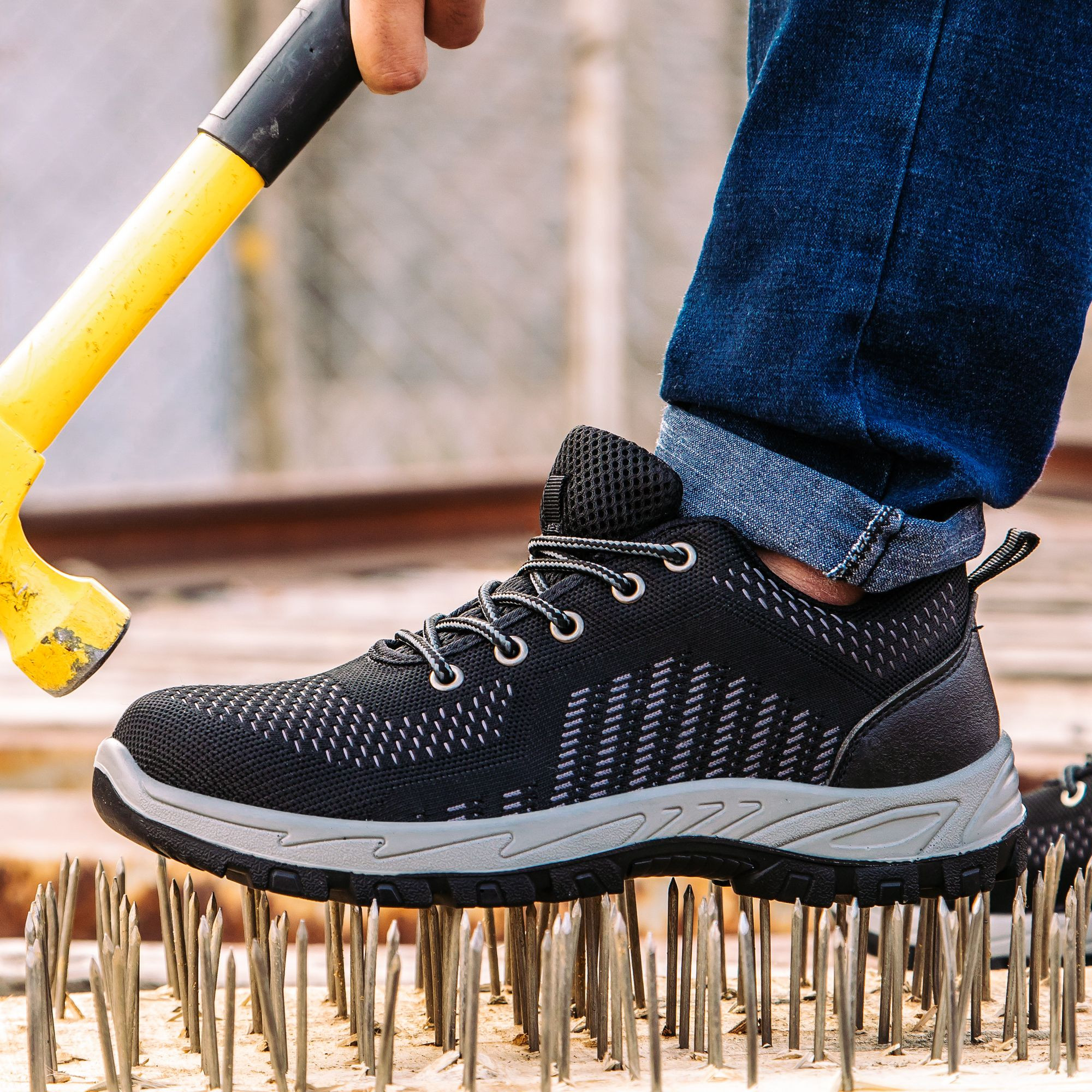Best-selling brand safety shoes security breathable fly netting cloth factory workshop work steel toe safety shoes