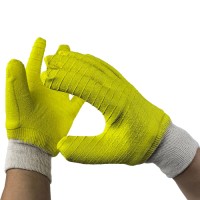 Crinkled Latex Coated Work Gloves "9A Gauge" Woven Fabric Full Finger for Chemical Handling & Industrial Protection