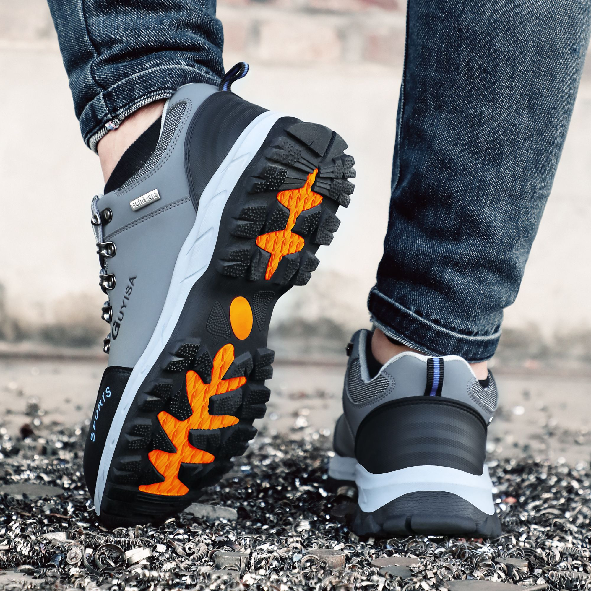 GUYISA2025 Hot Sale Waterproof Microfiber Anti-Slip Anti-Puncture Work Shoes Mens Steel Toe Safety Shoes