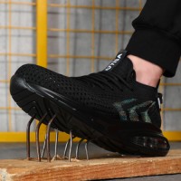 Industrial Boots Breathable Steel Toe Flyknit Fabric European Standard Overlock Heavy Duty Work Protection