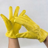 Premium Golden Top Grain Cowhide Mechanics Gloves with CE Certification for Oil Resistance & Enhanced Automotive Grip