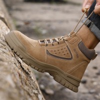 GUYISA Comfortable Mens Outdoor Steel Toe Safety Shoes Anti-Smashing & Anti-Puncture Construction Boot