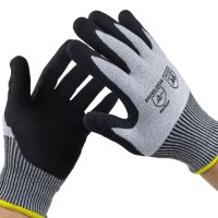 A6 Cut Level Resistant HPPE Nitrile Sandy Gloves 13G for Industrial Safety & Anti-Slip Protection