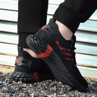 Industrial Safety Shoes for Men Breathable Fly Woven Fabric Work Rubber Steel Toe Safety Shoes