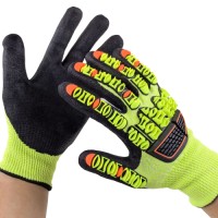 Anti-Vibration TPR Coated Cut Resistant Gloves Nitrile Sandy 13G for Mechanical Repair & Workshop Safety
