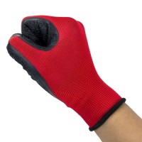 Red Polyester Palm Dipped Wrinkled Latex Gloves 13G for Industrial Safety & Anti-Slip Protection