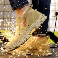GUYISA Brand Construction Shoes Breathable Suede Wear-resistant Rubber Sole Mens Woodland Steel Toe Safety Shoes