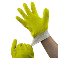 Crinkled Latex Coated Work Gloves "9A Gauge" Woven Fabric Full Finger for Chemical Handling & Industrial Protection