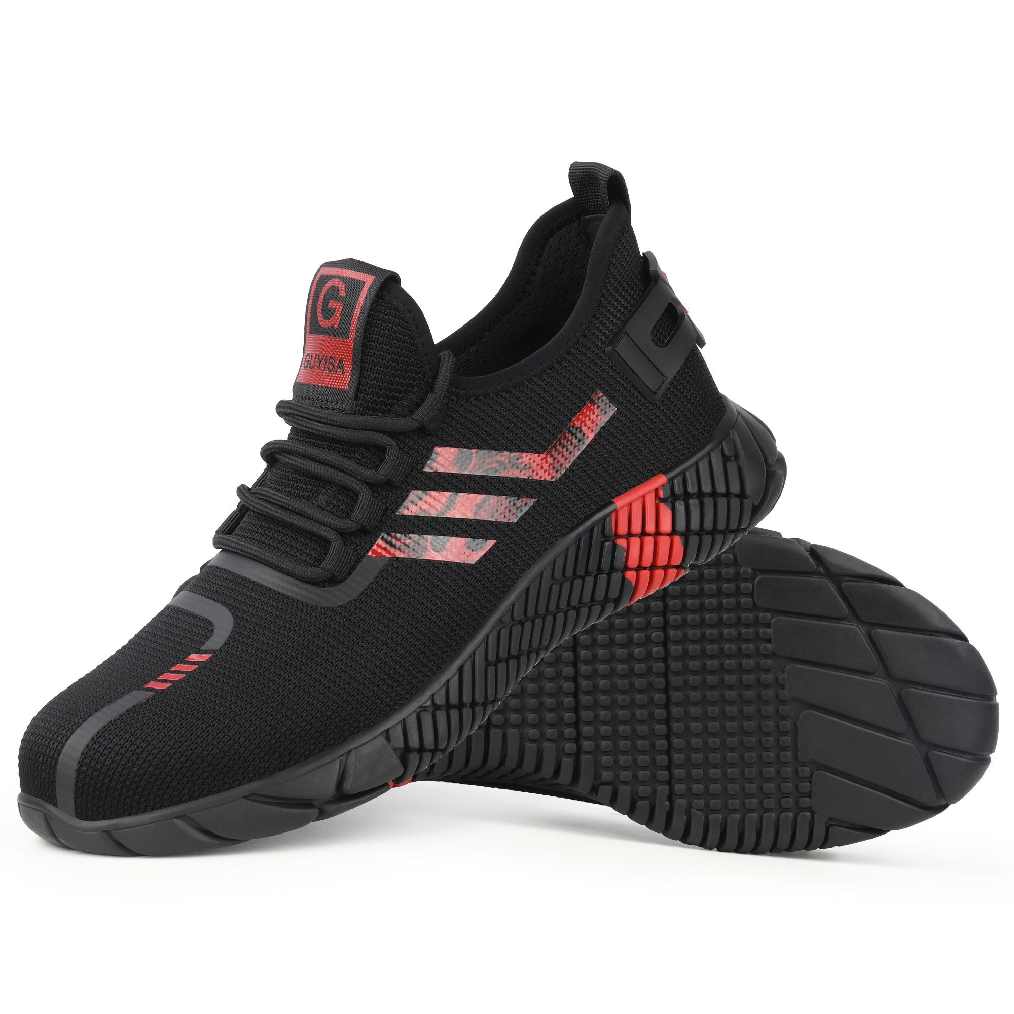 Industrial Safety Shoes for Men Breathable Fly Woven Fabric Work Rubber Steel Toe Safety Shoes