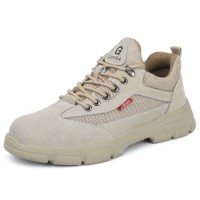 Safety Shoes: Suede Leather and Mesh Upper, Steel Toe, Kevlar Midsole, Rubber Outsole