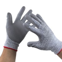 Cut Resistant HPPE Palm Dipped Gloves 13G Grey PU Coated for Industrial Handling & Workshop Safety