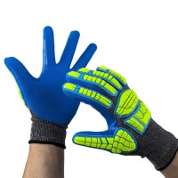 EN388 Level D Sandy Nitrile Gloves 18G with Reinforced Fourchettes & Impact Strips at Finger Joints for Welding & Heavy