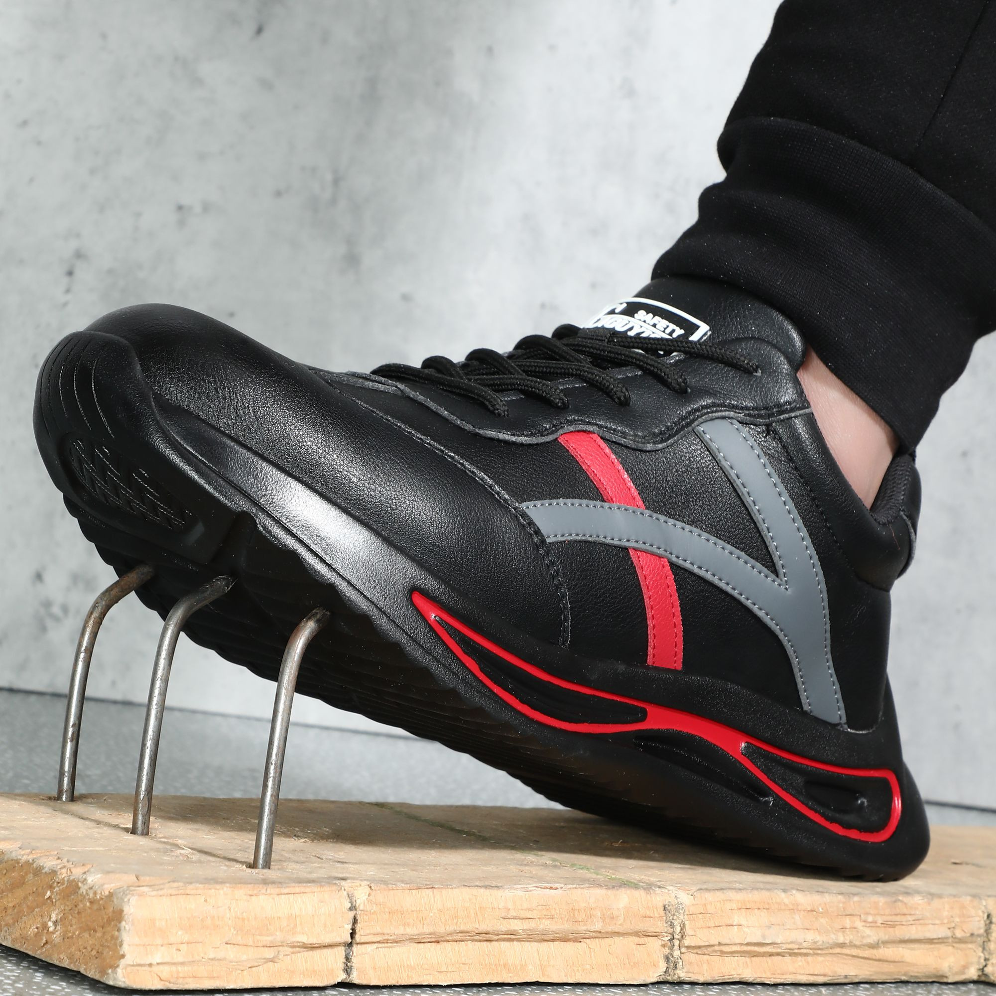 GUYISA Fashion Safety Shoes Lightweight PU Outsole Waterproof Shoes Leather Outdoor Mens Safety Shoes Boots