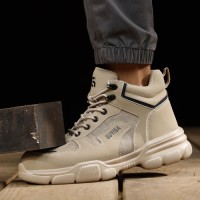 GUYISA Microfiber Upper Workwear Series European Standard Steel Toe Beige Color Safety Shoes for Unsex