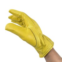 Premium Golden Top Grain Cowhide Mechanics Gloves with CE Certification for Oil Resistance & Enhanced Automotive Grip
