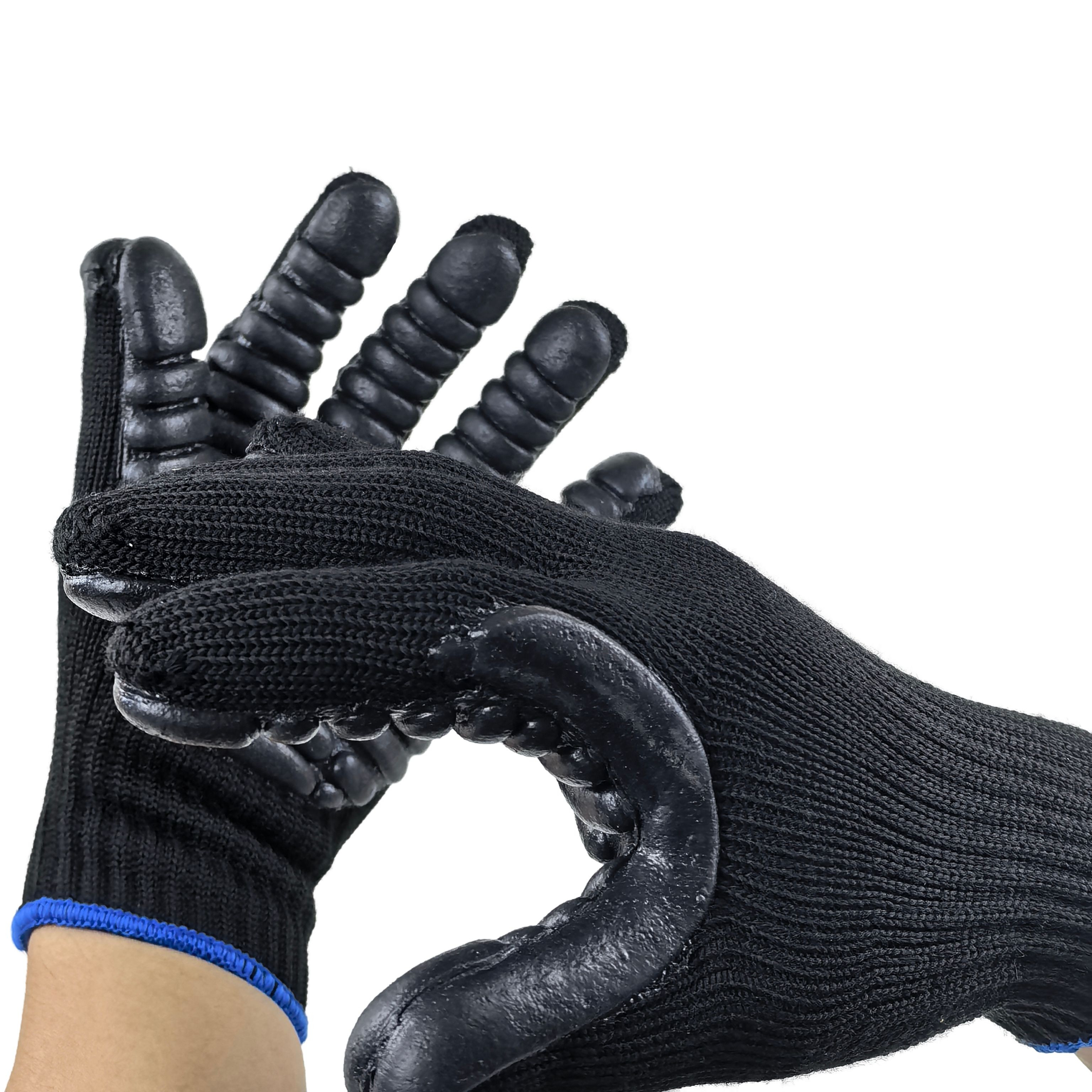 Anti-Vibration Reinforced Thumb Gloves Full Polyester 7G for Industrial Impact Protection & Workshop Safety