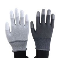 Finger-Tip PU Dipped Gloves 13G Polyester Base in White, Grey, Black for Enhanced Tactile Sensitivity & Precision Assem