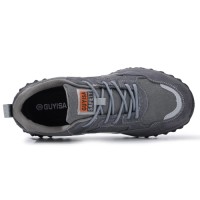 GUYISA Unisex Fashion Hiking Shoes European Standard Steel Toe Safety in Microfiber and Faux Suede for All Seasons