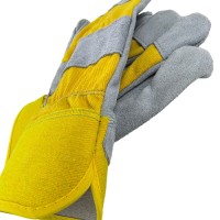 Natural Top Grain Cowhide Reinforced Index Finger Gloves Twill Fabric with Multi-Blend Fleece Half Liner for Industrial