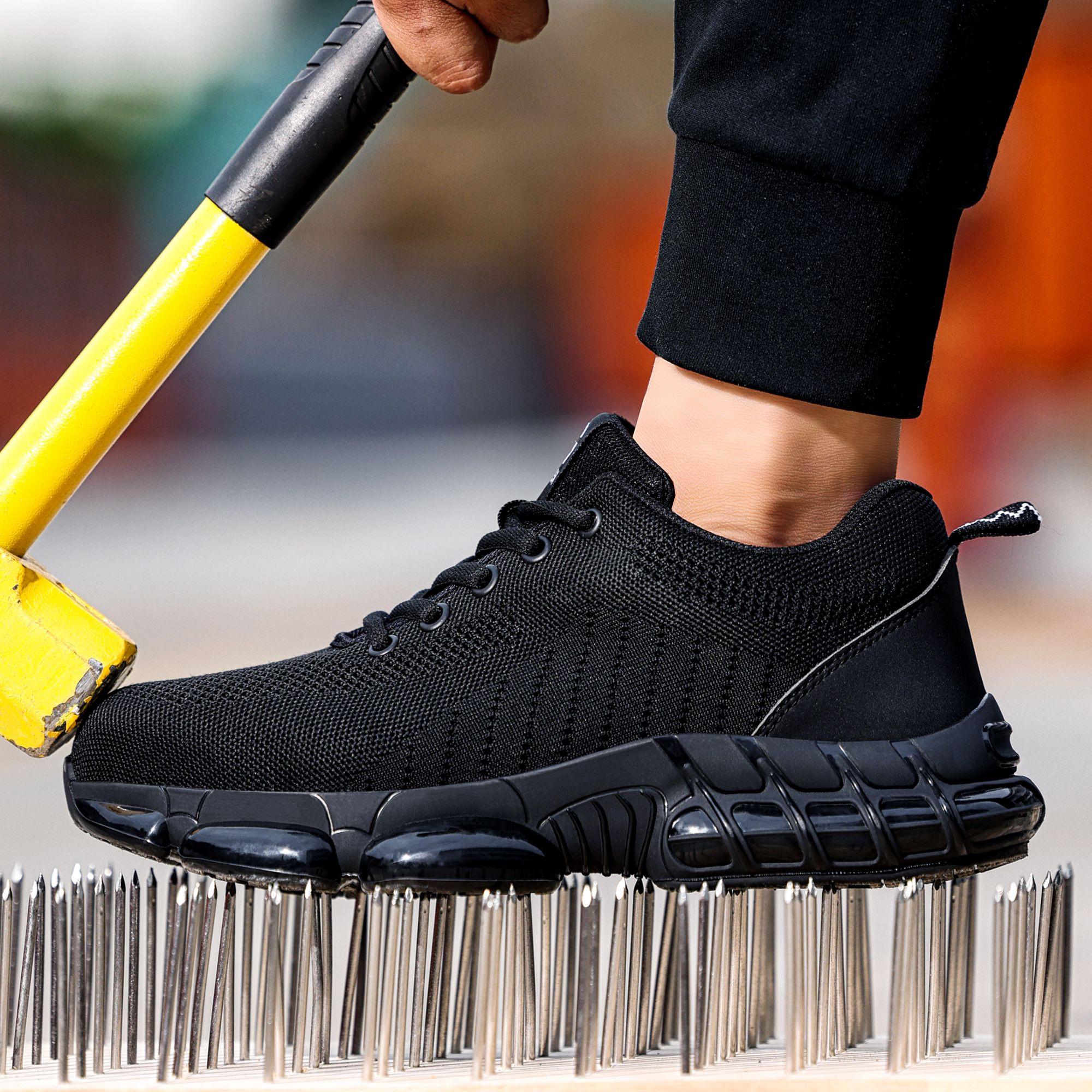 Comfortable Anti-smash Steel Toe Work Boots Breathable Safety Shoes Puncture Resistant Sole Winter Summer Construction