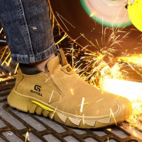 Professional-Grade Mens Heat-Resistant Steel Toe Safety Boots Suede Leather for Welding Operations Foot Protection