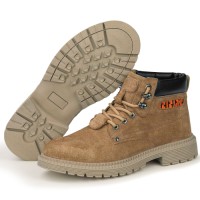 GUYISA New Leather Face Rubber Sole Anti Smashing and Anti Piercing Steel Toe Work Boot