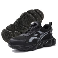 Men Safety Shoes Mesh Upper Breathable Cushioned PU Sole Anti-slip Anti-smashing Black Men Safety Shoes