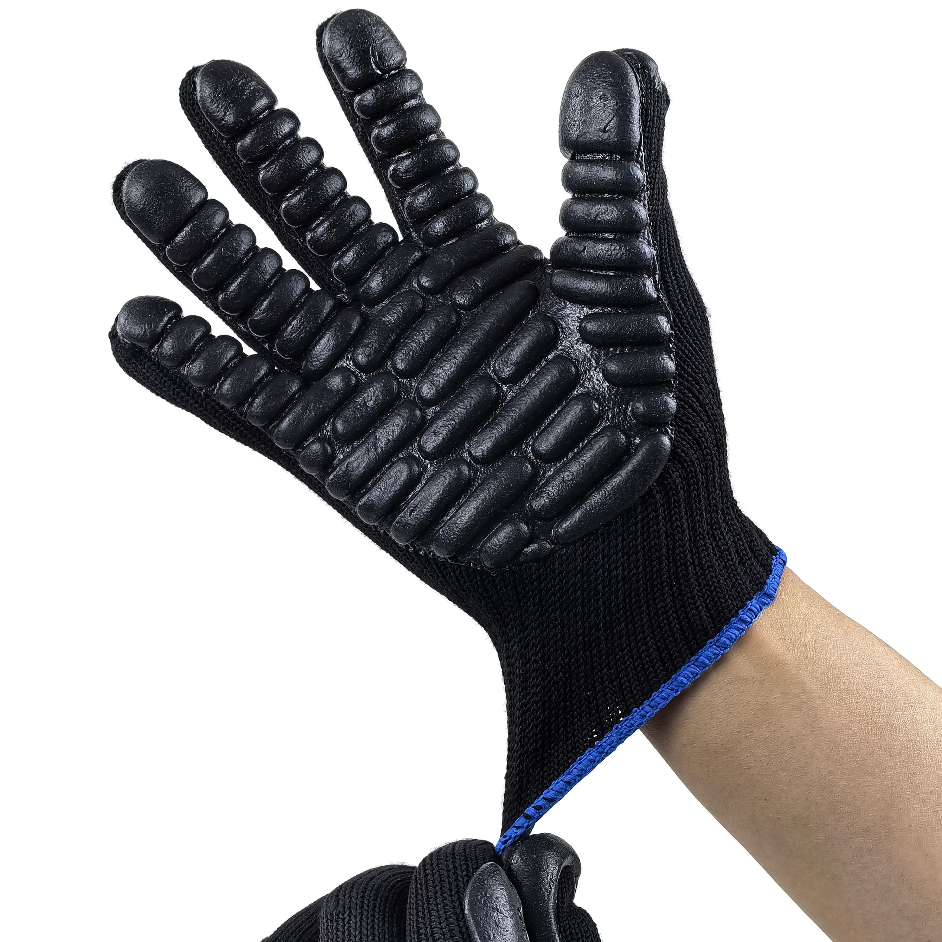 Anti-Vibration Reinforced Thumb Gloves Full Polyester 7G for Industrial Impact Protection & Workshop Safety