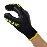 Anti-Impact Stitched TPR Gloves 7G Five-Finger with Foam Rubber Palm for Auto Repair & Workshop Safety