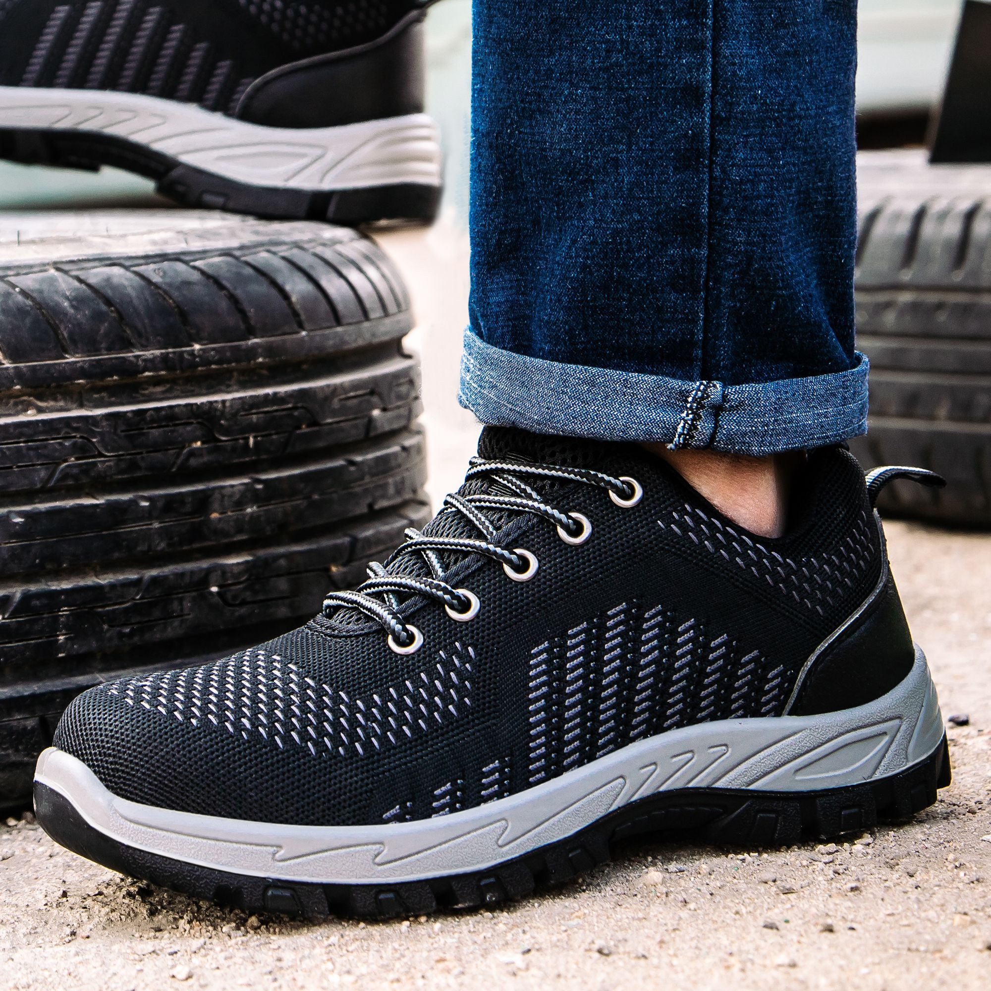 Best-selling brand safety shoes security breathable fly netting cloth factory workshop work steel toe safety shoes
