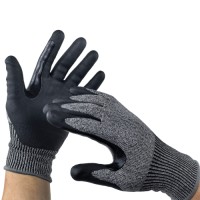 E-Class Cut Resistant Nitrile Foam Palm Dipped Gloves 15G Reinforced Fourchettes & Voyager Palm for Industrial Oil Resi