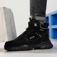 Safety Boots Men Mesh Upper Anti-slip Breathable Anti-static Cushioned Rubber Outsole Safety Boots Men