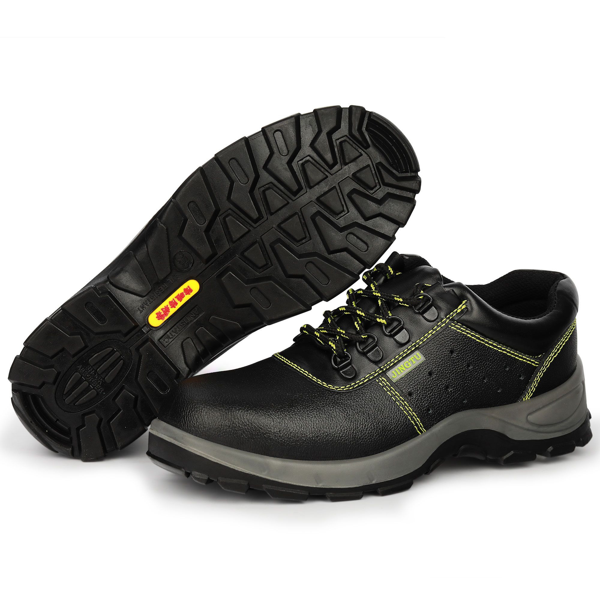 GUYISA High Quality Mens Labor Protection Safety Shoes Anti-Smashing & Piercing Widen Steel Toe Leather with PU Outsole
