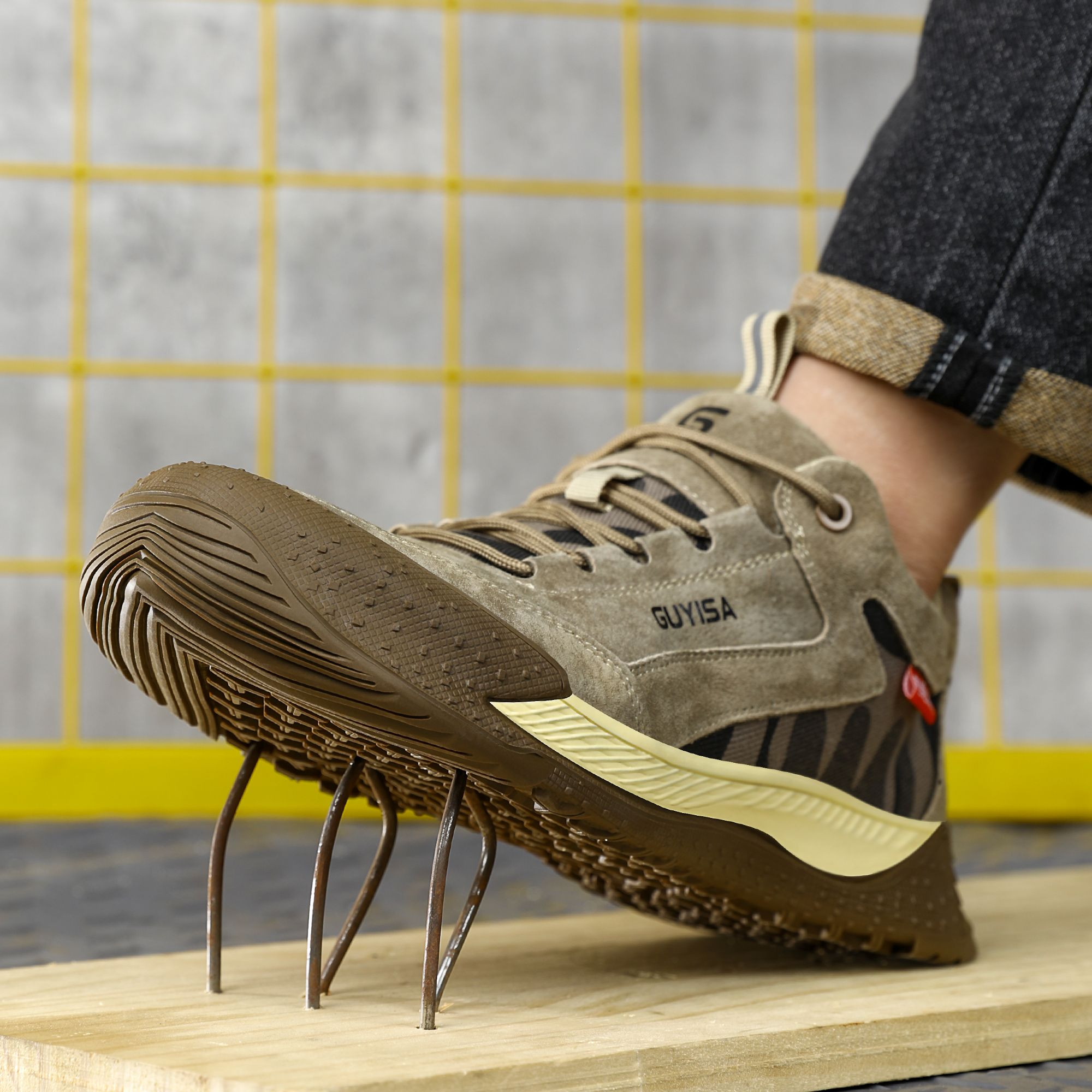 GUYISA 10KV Insulated Safety Shoes Lightweight Breathable Anti Impact Puncture EH Protection Rubber Sole